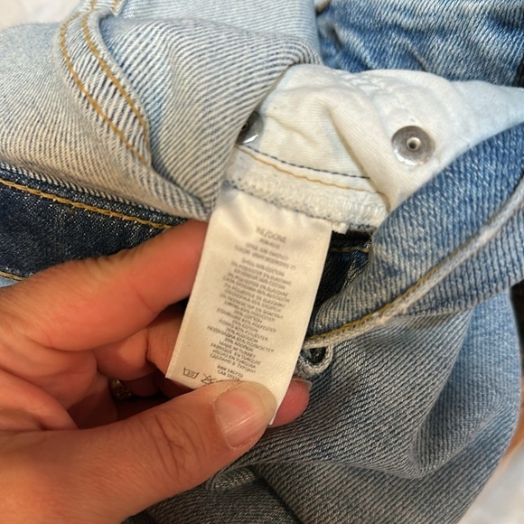 Redone 70s Stovepipe Destroyed Straight Crop Jeans 28 Ripped Distress - Picture 9 of 9